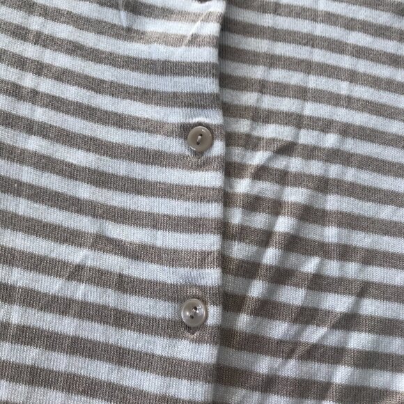 Halogen L Sweater Button Stripe Fall Cream Orange​​​​ - Picture 10 of 14